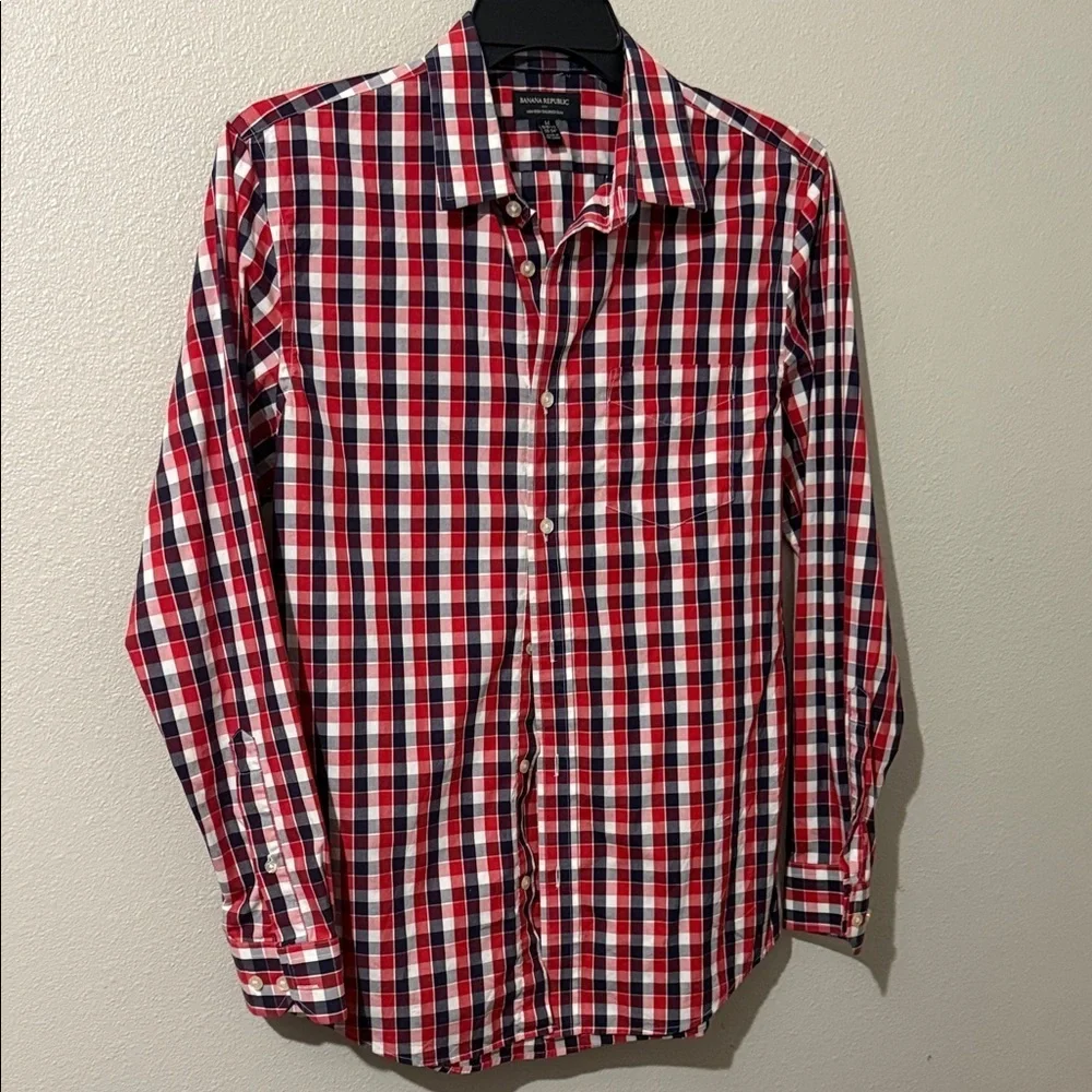 Banana Republic Red and Black Plaid Shirt